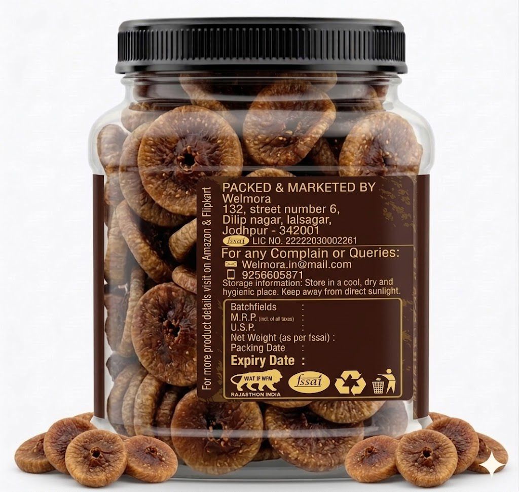 Welmora Premium Anjeer (Dried Figs) – Sweet & Chewy | 1kg Pack