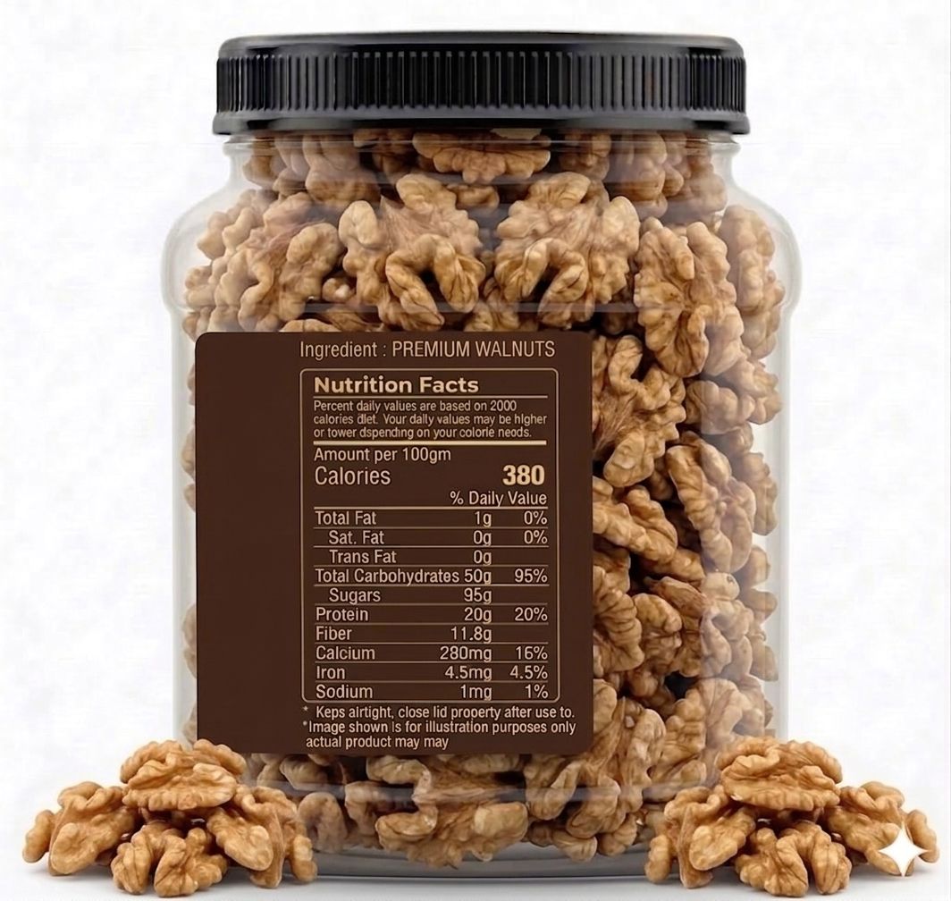 Welmora Premium Walnuts (Akhrot) – Extra Large Shelled Halves | 1kg Pack
