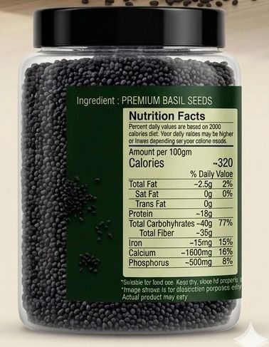 Premium Basil Seeds (Sabja Seeds) – Cooling, Natural & Healthy 🌿✨